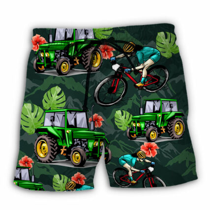 Tractor I Like Tractors And Moutain Biking - Beach Short - Owl Ohh - Owl Ohh