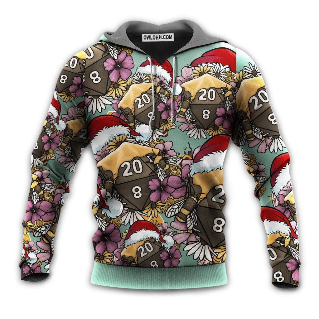 Christmas Honey Bee Dice D20 Christmas Vibe - Hoodie - Owl Ohh - Owl Ohh