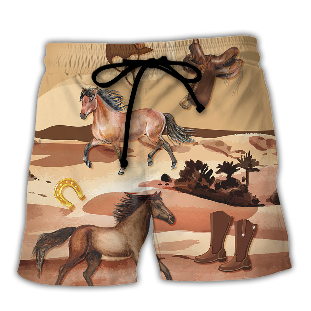 Horse Riding Flamingo Husband And Wife Riding Partners For Life - Beach Short - Owl Ohh - Owl Ohh