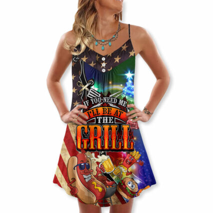 Food America Back I Will Be At The Grill Christmas - V-neck Sleeveless Cami Dress - Owl Ohh - Owl Ohh