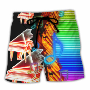 Piano Music Neon Colorful - Beach Short - Owl Ohh - Owl Ohh