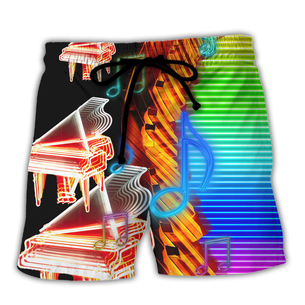 Piano Music Neon Colorful - Beach Short - Owl Ohh - Owl Ohh