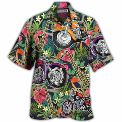 Motorcycle I Like Motorcycles And Saxophone - Hawaiian Shirt - Owl Ohh - Owl Ohh