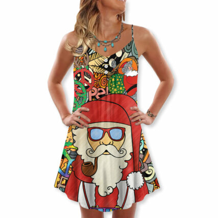 Christmas Hippie Santa Claus - V-neck Sleeveless Cami Dress - Owl Ohh - Owl Ohh
