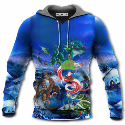 Christmas Santa Riding A Dragon - Hoodie - Owl Ohh - Owl Ohh