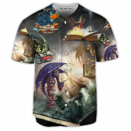 Book Reading Book Dragon - Baseball Jersey - Owl Ohh - Owl Ohh