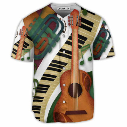 Guitar Vintage Classic Musician - Baseball Jersey - Owl Ohh - Owl Ohh