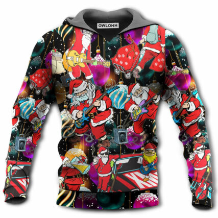 Christmas Guitar Music And Santa Merry Very Xmas - Hoodie - Owl Ohh - Owl Ohh