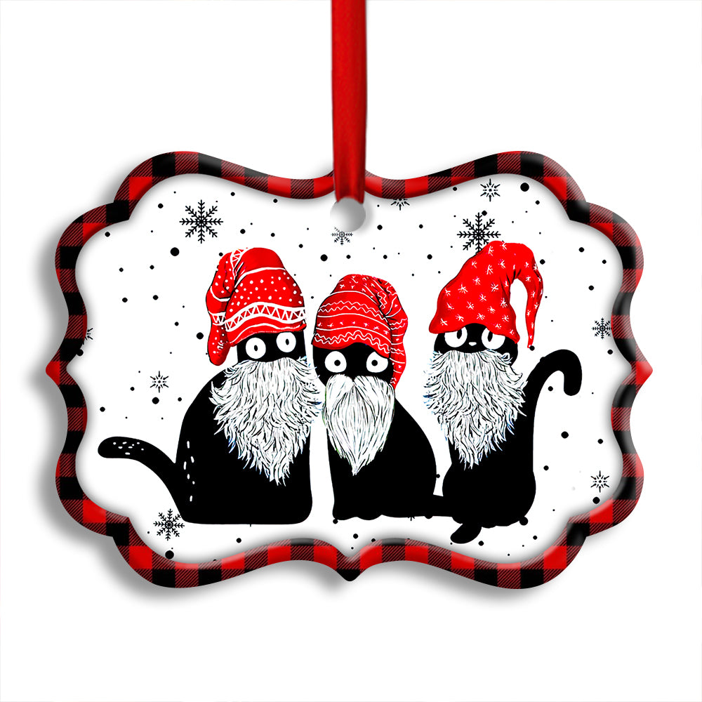 Christmas Cat Santa Hat Gromes - Horizontal Ornament - Owl Ohh - Owl Ohh