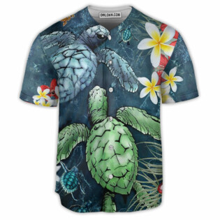 Turtle Love Flowers So Pretty - Baseball Jersey - Owl Ohh - Owl Ohh