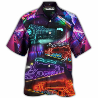 Train Neon Art Night Life - Hawaiian Shirt - Owl Ohh - Owl Ohh