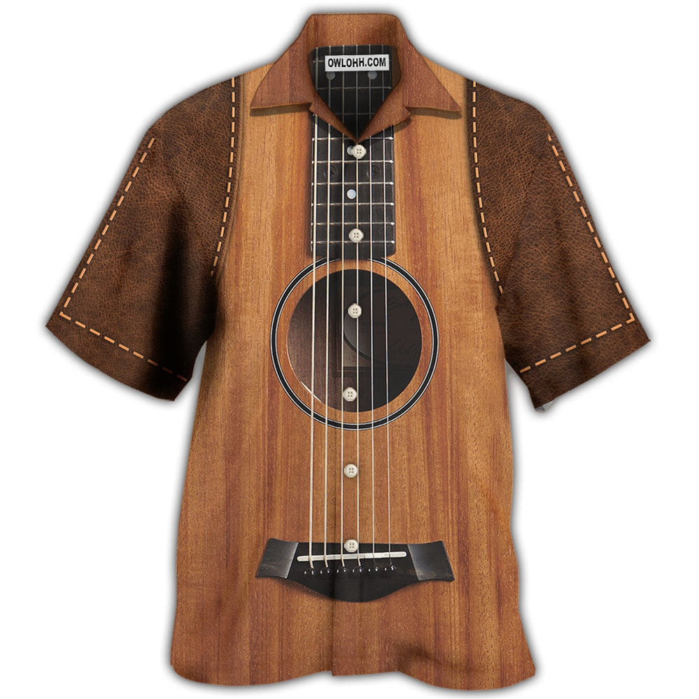 Guitar Vintage Leather Music Lover - Hawaiian Shirt - Owl Ohh - Owl Ohh