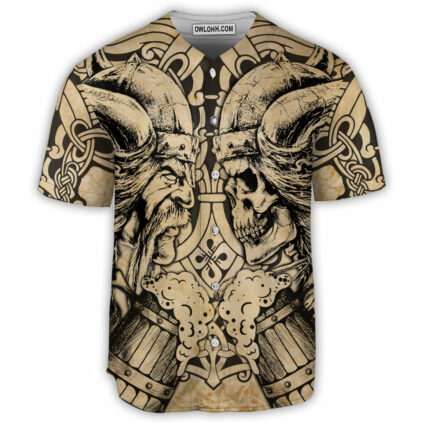 Skull Viking Old Man With Skull - Baseball Jersey - Owl Ohh - Owl Ohh