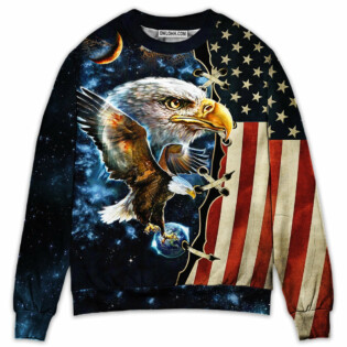 America Eagle Amazing Galaxy - Sweater - Ugly Christmas Sweaters - Owl Ohh - Owl Ohh