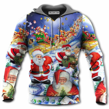 Christmas Funny Santa Claus Happy Xmas Is Coming Art Style Type - Hoodie - Owl Ohh - Owl Ohh
