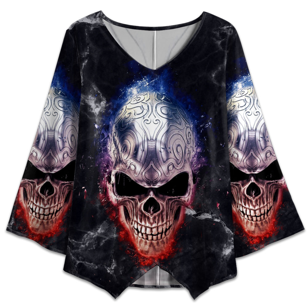 Skull Steel Dark Style - V-neck T-shirt - Owl Ohh - Owl Ohh