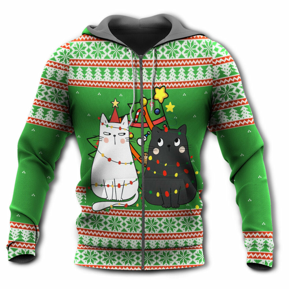 Cat Wreck The Tree Meowy Christmas - Hoodie - Owl Ohh - Owl Ohh