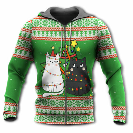 Cat Wreck The Tree Meowy Christmas - Hoodie - Owl Ohh - Owl Ohh