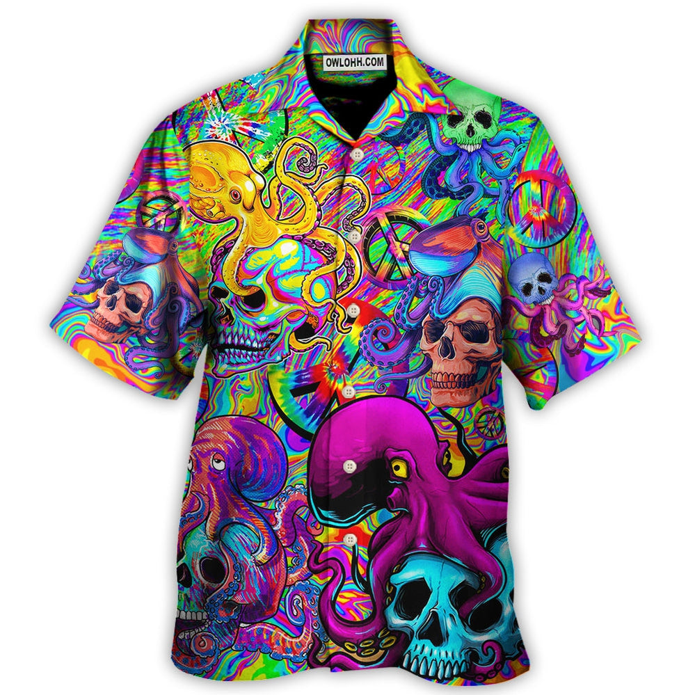Hippie Skull Octopus Colorful Tie Dye - Hawaiian Shirt - Owl Ohh - Owl Ohh