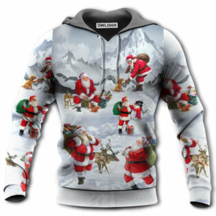 Christmas Santa Claus In The Snow Mountain Art Style - Hoodie - Owl Ohh - Owl Ohh
