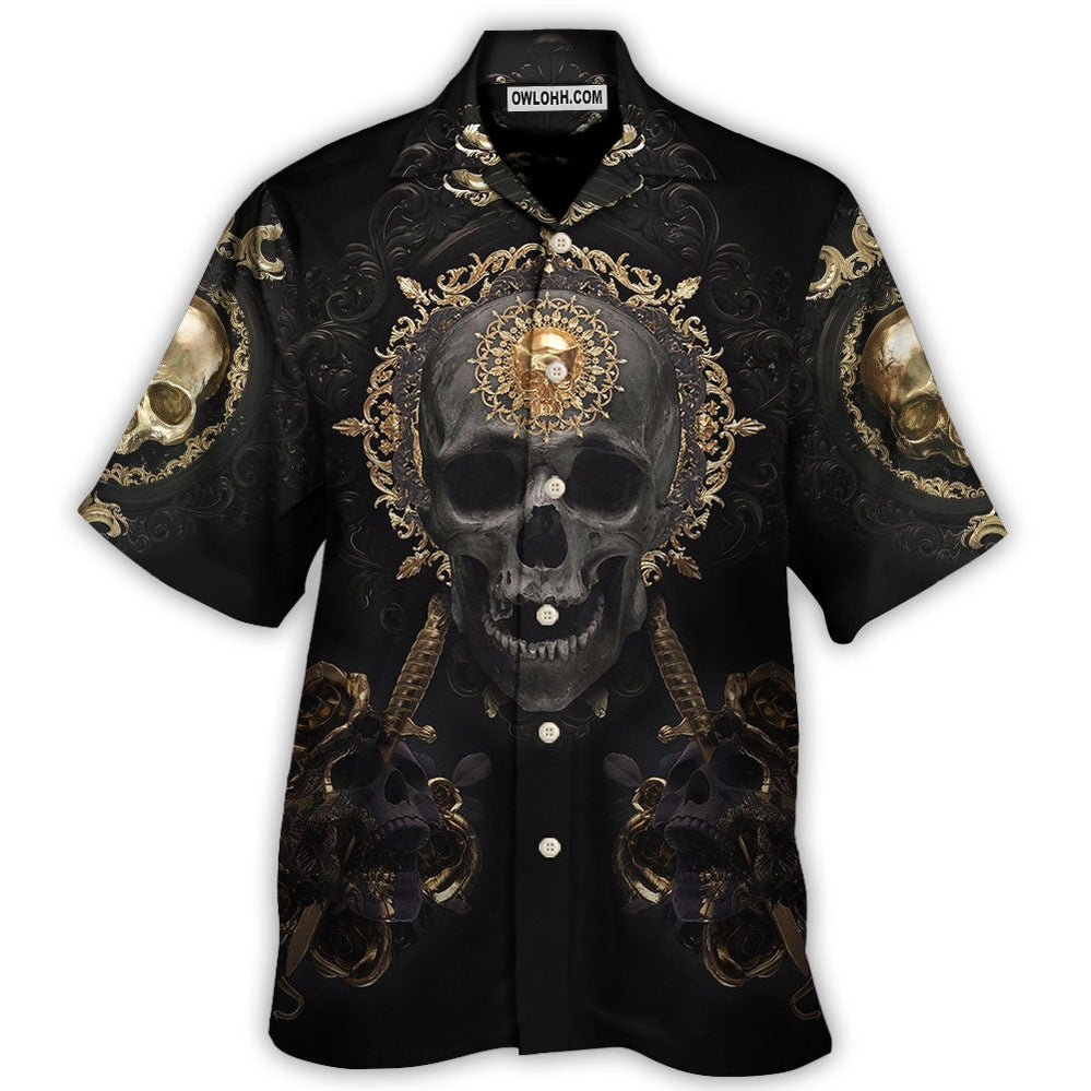 Skull Golden Skull True King Stay True Till Death - Hawaiian Shirt - Owl Ohh - Owl Ohh