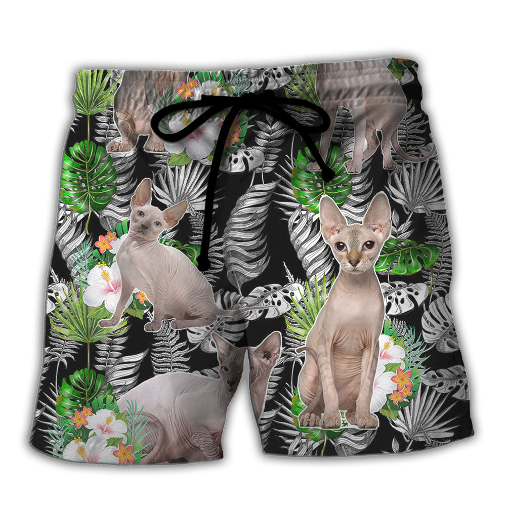 Cat Sphynx Cat Lover Tropical - Beach Short - Owl Ohh - Owl Ohh