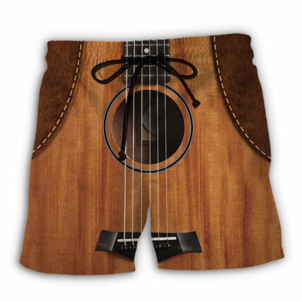 Guitar Vintage Leather Music Lover - Beach Short - Owl Ohh - Owl Ohh