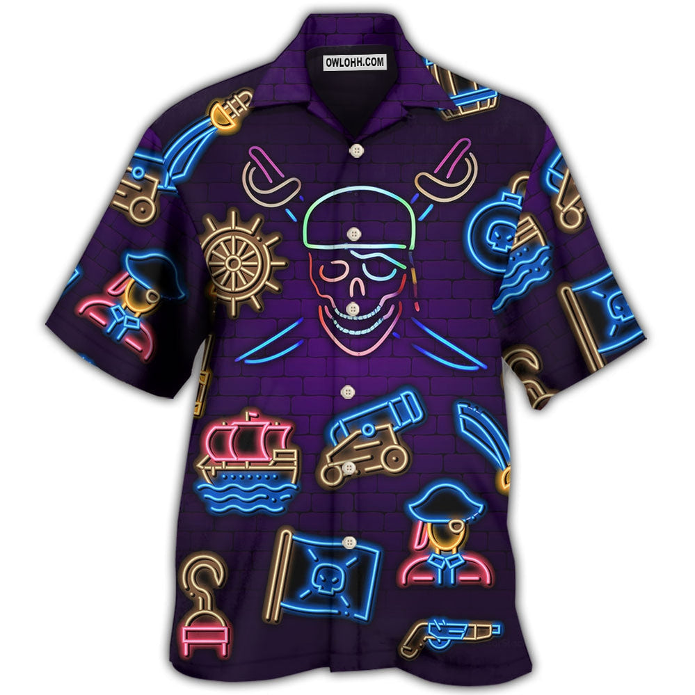 Pirate Neon Art Style - Hawaiian Shirt - Owl Ohh - Owl Ohh