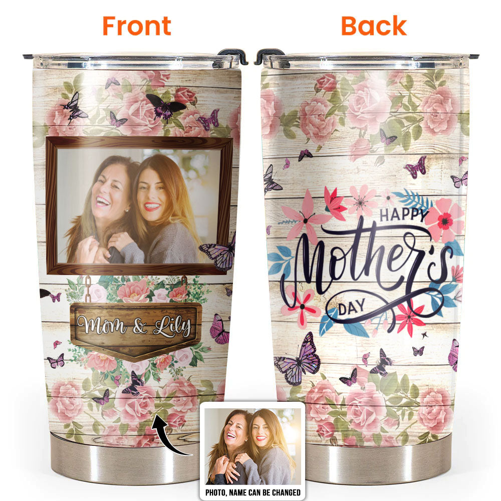 Mother's Day I Love You Mommy Art Vibe Custom Photo Personalized - Tumbler - Personalized Photo Gifts-Owl Ohh