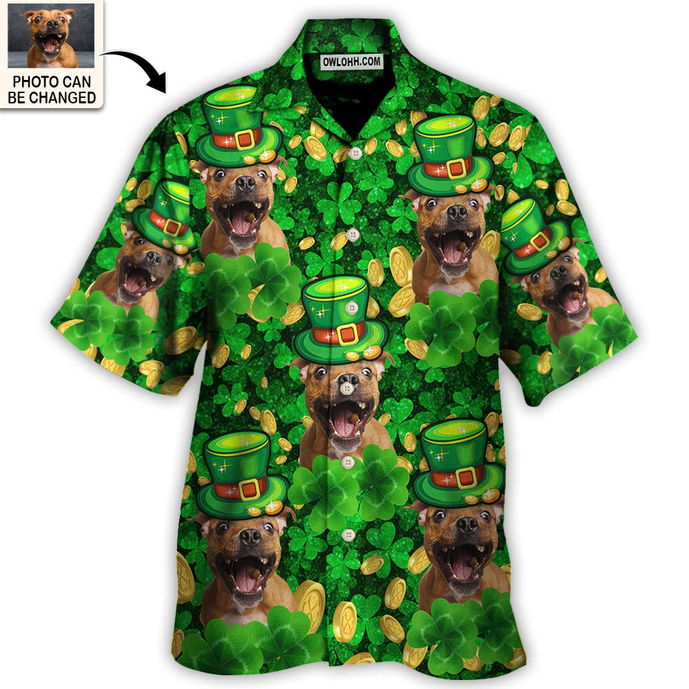 Dog ST Patrick's Day Dog Lover Funny Gift Custom Photo Personalized - Hawaiian Shirt - Personalized Photo Gifts for men and women, kids - Owl Ohh