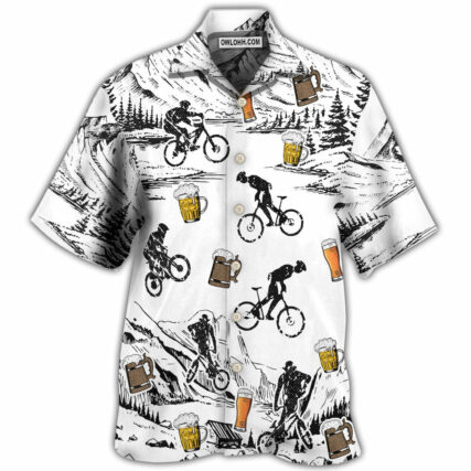 Beer I Like Beer And Moutain Bikes - Hawaiian Shirt - Owl Ohh - Owl Ohh