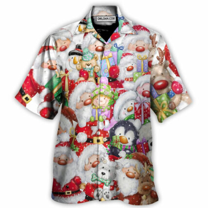 Christmas Santa And Friends Happy Together - Hawaiian Shirt - Owl Ohh - Owl Ohh