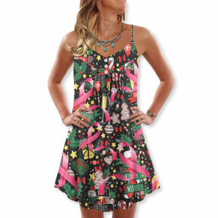 Christmas Breast Cancer Merry Christmas - V-neck Sleeveless Cami Dress - Owl Ohh - Owl Ohh
