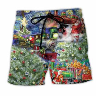 Christmas The Gift Train Arrives At The Wharf - Beach Short - Owl Ohh - Owl Ohh
