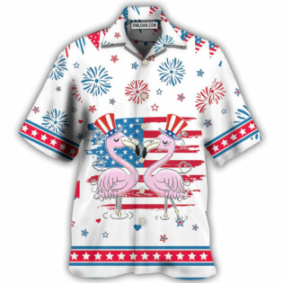 Flamingo Independence Day Star America - Hawaiian Shirt - Owl Ohh - Owl Ohh