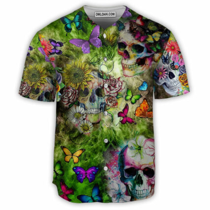 Skull Love Butterfly - Baseball Jersey - Owl Ohh - Owl Ohh