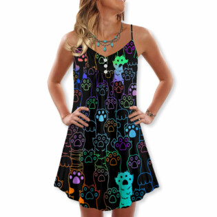 Cat Cutie Little Paw - V-neck Sleeveless Cami Dress - Owl Ohh - Owl Ohh