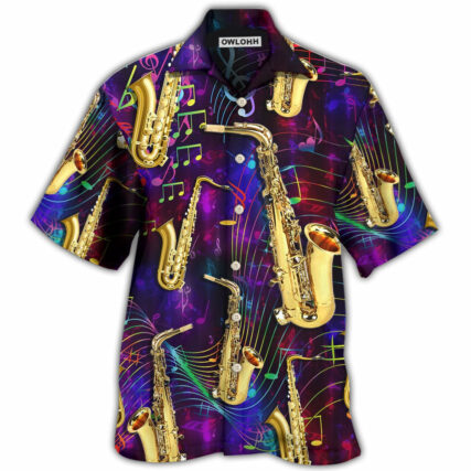 Saxophone Music Neon Art - Hawaiian Shirt - Owl Ohh - Owl Ohh