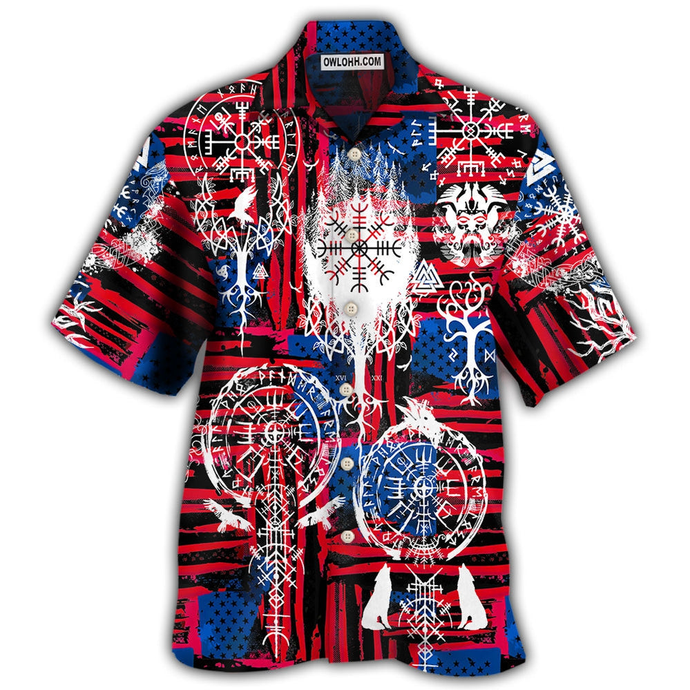 Viking Independence Day Compass Vegvisir - Hawaiian Shirt - Owl Ohh - Owl Ohh