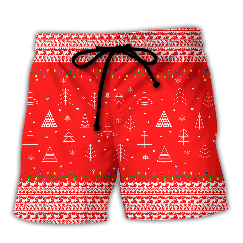 Cat Wreck The Tree Christmas Red Style - Beach Short - Owl Ohh - Owl Ohh