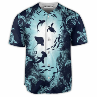 Turtle Aquarium Life Deep Blue Sea - Baseball Jersey - Owl Ohh - Owl Ohh