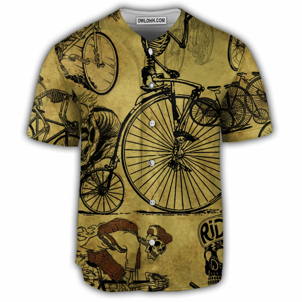 Skull Biker Born To Ride Ride To Live - Baseball Jersey - Owl Ohh - Owl Ohh