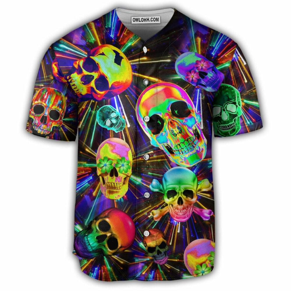 Skull Love Life Neon Style - Baseball Jersey - Owl Ohh - Owl Ohh
