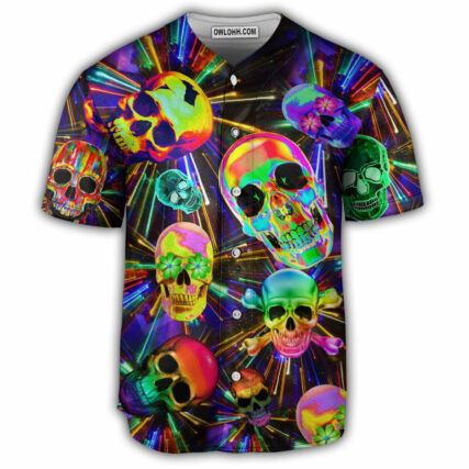 Skull Love Life Neon Style - Baseball Jersey - Owl Ohh - Owl Ohh