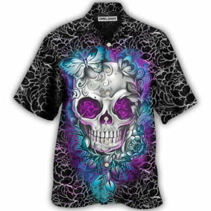 Skull Butterfly Lighting Flower Pattern - Hawaiian Shirt - Owl Ohh - Owl Ohh