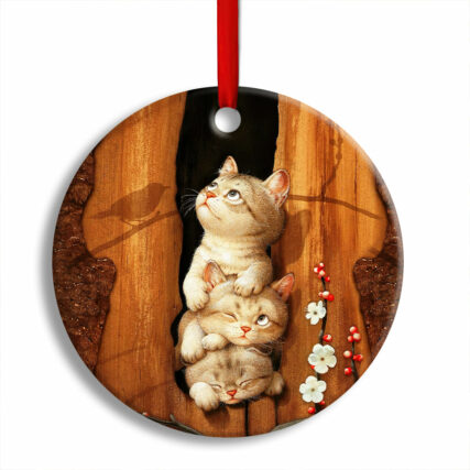 Cat Kitten Happy Life - Circle Ornament - Owl Ohh - Owl Ohh