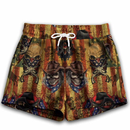 Skull Cowboy America Retro - Women's Casual Shorts - Owl Ohh - Owl Ohh