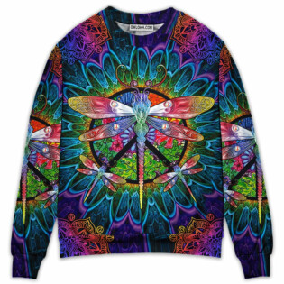 Hippie Colorful Dragonfly Mandala Peace Life - Sweater - Ugly Christmas Sweaters - Owl Ohh - Owl Ohh