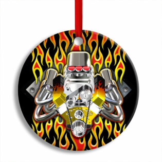 Hot Rod Christmas Flame Christmas Is Coming - Circle Ornament - Owl Ohh - Owl Ohh