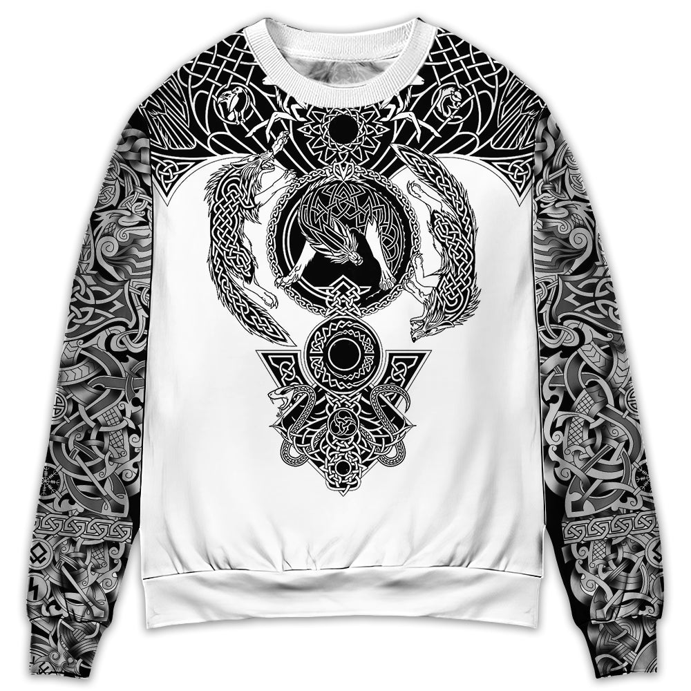 Viking Warrior Blood Black And White - Sweater - Ugly Christmas Sweater - Owl Ohh - Owl Ohh